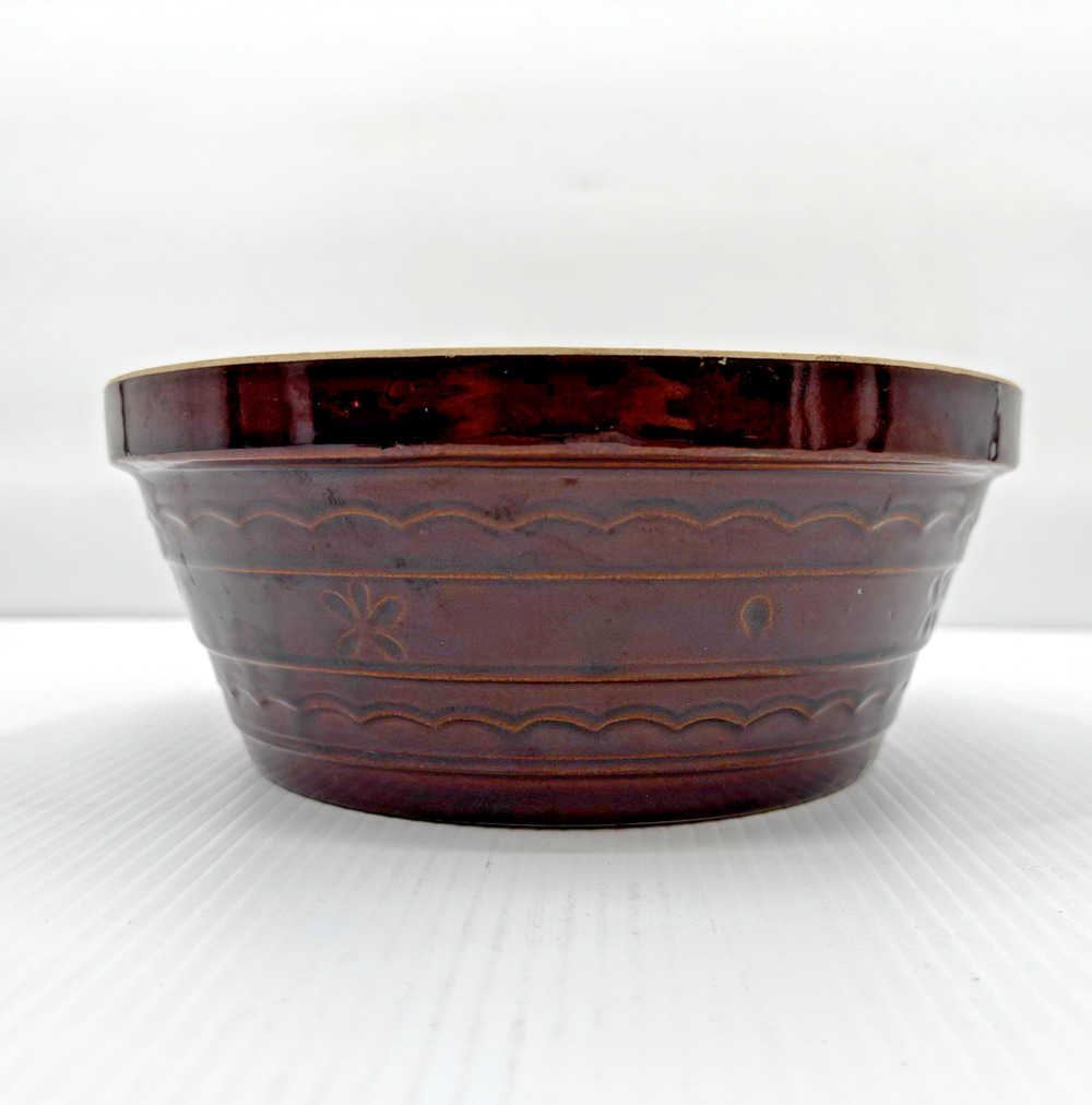 Marcrest Ovenproof Brown Glazed Stoneware Bowl MCM Daisy Scallop 9.5in